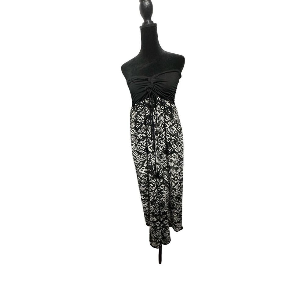 Raviya Strapless Tube Maxi Dress Beach Swim Cover-Up Geometric Print‎ Size L